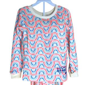 Lucky Brand Kids Pajamas 2 Piece Geometric Rainbow Pattern Long-Sleeve Sz 6 NWT